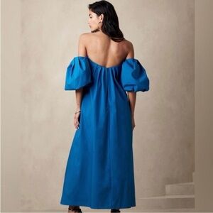 Banana Republic Blue Puff Sleeve Maxi Dress